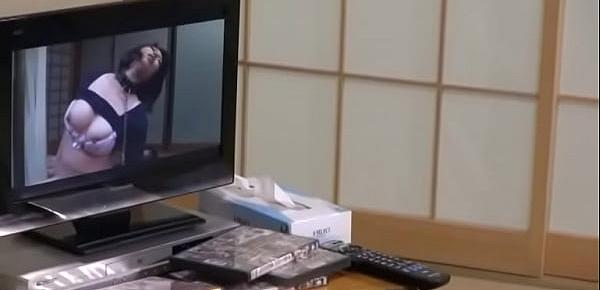  Japanese Widow Masturbating Watching Porn
